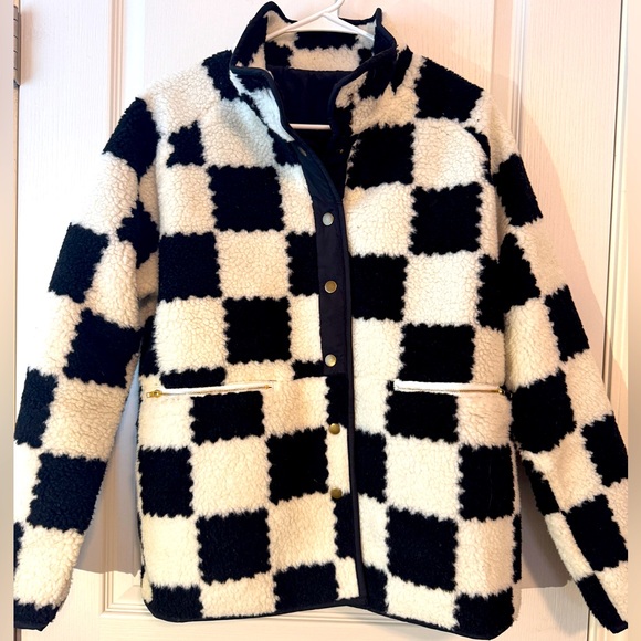 Jackets & Blazers - Checkered Fleece Coat